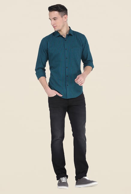 Basics Teal Checks Shirt Basics Teal Checks Shirt