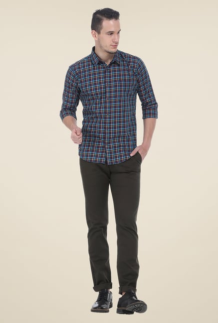 Basics Brown Checks Slim Fit Shirt Basics Brown Checks Slim Fit Shirt