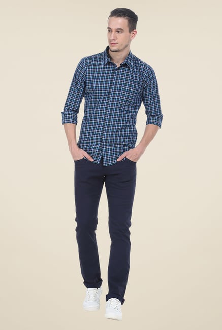 Basics Blue Checks Slim Fit Shirt Basics Blue Checks Slim Fit Shirt