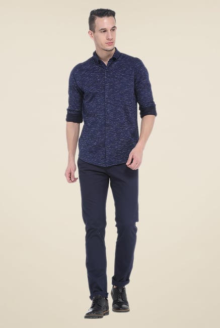 Basics Navy Printed Shirt Basics Navy Printed Shirt