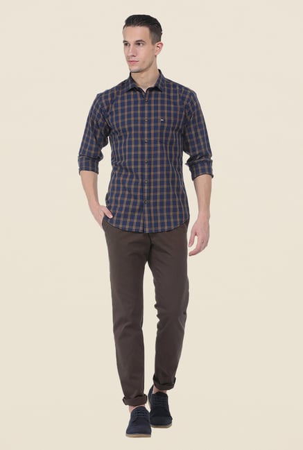 Basics Khaki & Navy Checks Shirt Basics Khaki & Navy Checks Shirt