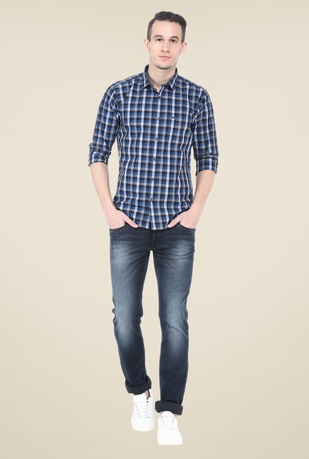 Basics Blue Checks Cotton Shirt Basics Blue Checks Cotton Shirt