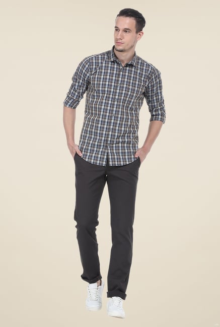 Basics Grey Checks Slim Fit Shirt Basics Grey Checks Slim Fit Shirt
