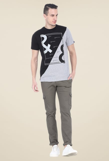 Basics Black Printed Crew T Shirt Basics Black Printed Crew T Shirt