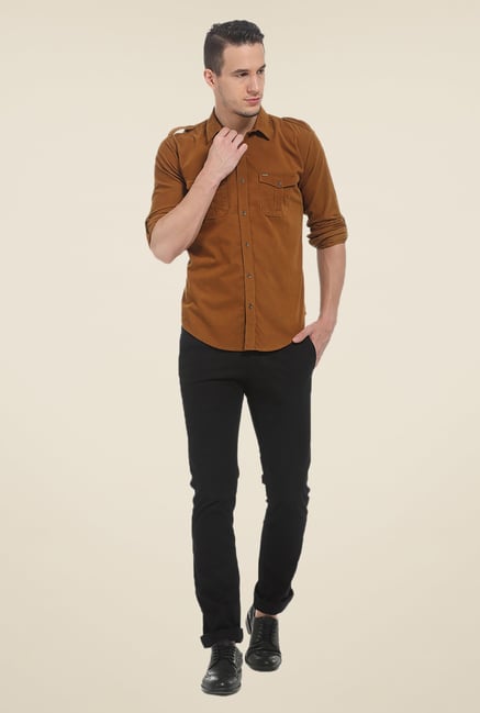 Basics Khaki Solid Shirt Basics Khaki Solid Shirt