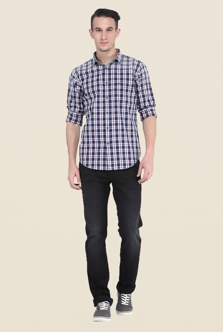 Basics Navy Checks Full Sleeve Shirt Basics Navy Checks Full Sleeve Shirt