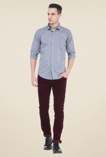 Basics Grey Printed Full Sleeve Shirt Basics Grey Printed Full Sleeve Shirt