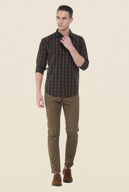 Basics Green Checks Slim Fit Cotton Shirt Basics Green Checks Slim Fit Cotton Shirt