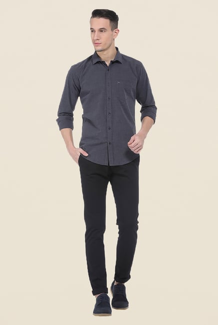 Basics Dark Grey Solid Shirt Basics Dark Grey Solid Shirt
