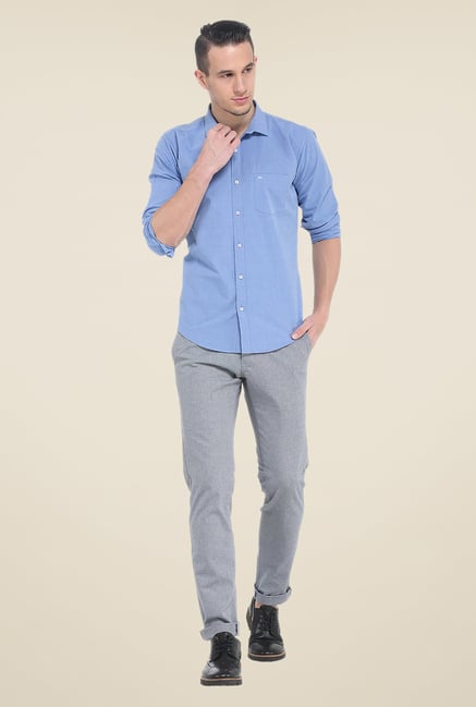 Basics Blue Solid Shirt Basics Blue Solid Shirt