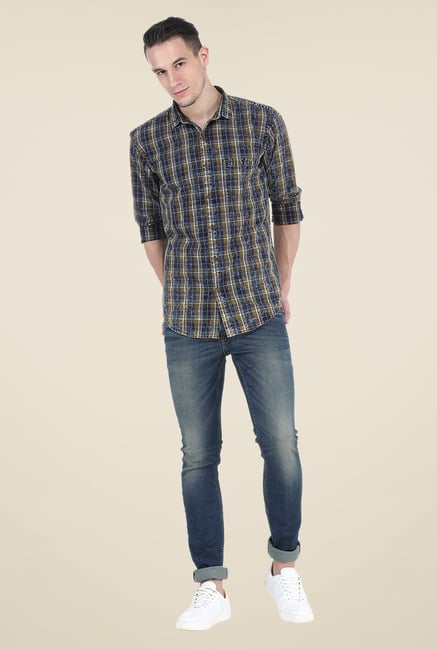 Basics Brown Slim Fit Shirt Basics Brown Slim Fit Shirt