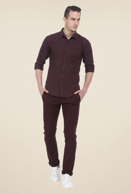 Basics Brown Textured Shirt Basics Brown Textured Shirt