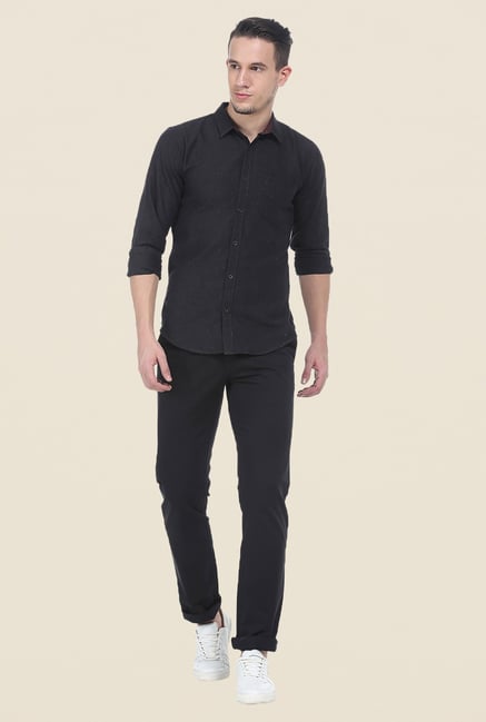 Basics Black Textured Shirt Basics Black Textured Shirt
