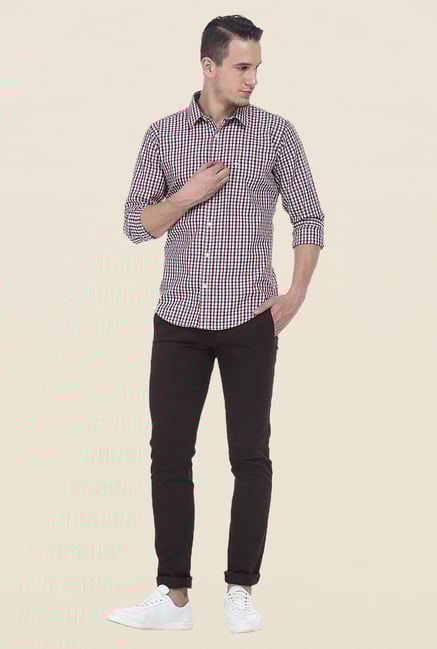 Basics Red Slim Fit Cotton Shirt Basics Red Slim Fit Cotton Shirt