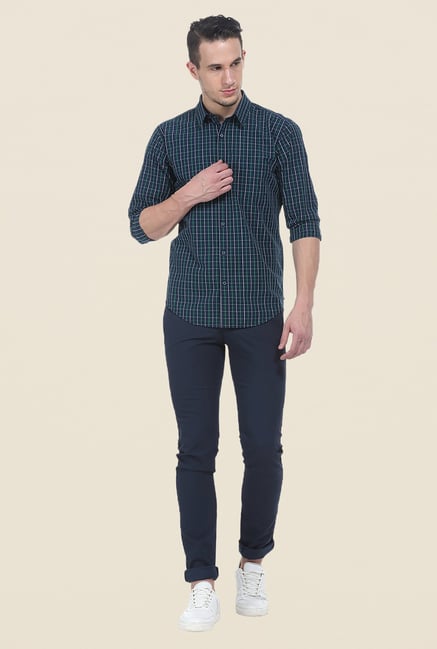Basics Navy Slim Fit Full Sleeve Cotton Shirt Basics Navy Slim Fit Full Sleeve Cotton Shirt