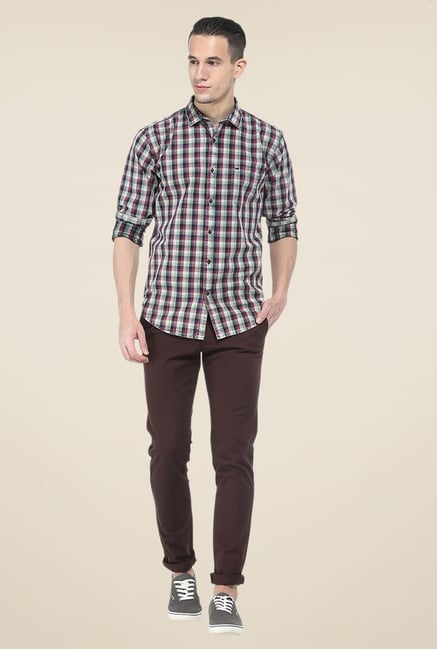 Basics Red Checks Slim Fit Shirt Basics Red Checks Slim Fit Shirt
