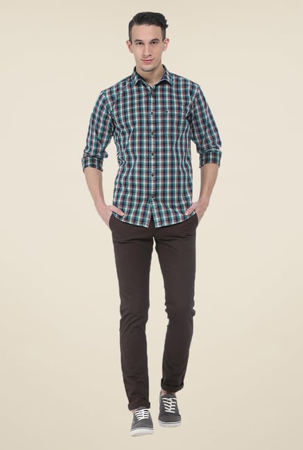 Basics Green Checks Slim Fit Shirt Basics Green Checks Slim Fit Shirt