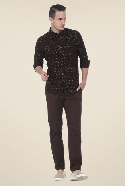 Basics Brown Printed Shirt Basics Brown Printed Shirt