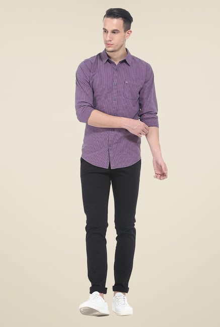 Basics Purple Checks Slim Fit Shirt Basics Purple Checks Slim Fit Shirt