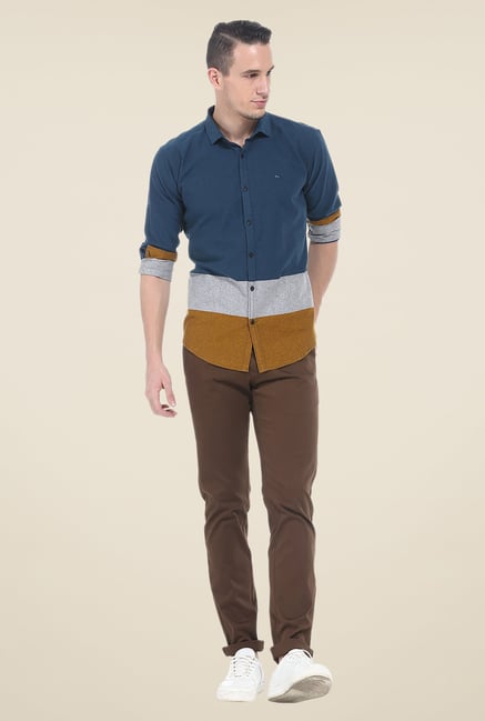 Basics Multicolor Solid Slim Fit Cotton Shirt Basics Multicolor Solid Slim Fit Cotton Shirt