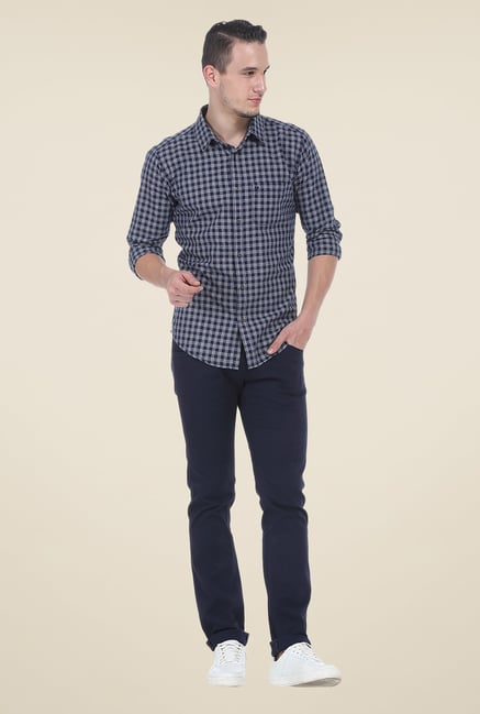 Basics Navy Checks Slim Fit Shirt Basics Navy Checks Slim Fit Shirt