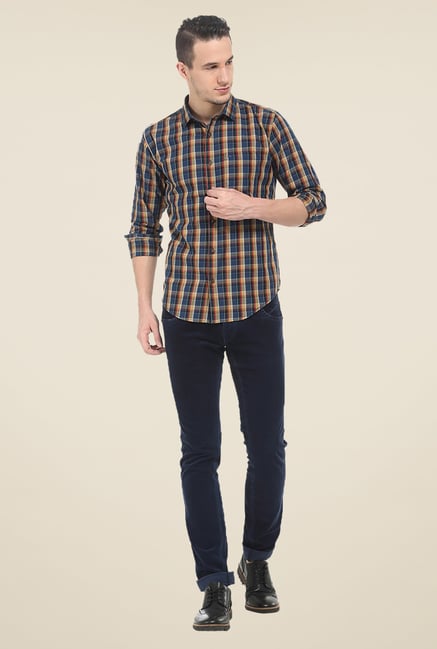 Basics Navy Checks Cotton Shirt Basics Navy Checks Cotton Shirt