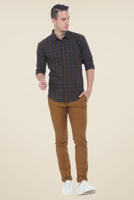 Basics Brown Slim Fit Cotton Shirt Basics Brown Slim Fit Cotton Shirt