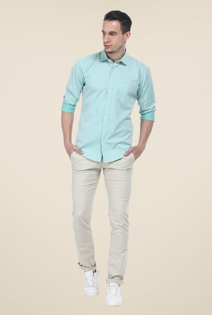 Basics Green Solid Full Sleeve Shirt Basics Green Solid Full Sleeve Shirt