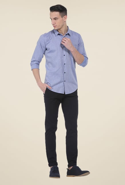 Basics Blue Striped Slim Fit Shirt Basics Blue Striped Slim Fit Shirt