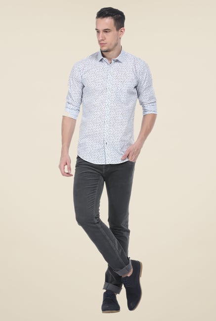 Basics Aqua Printed Slim Fit Shirt Basics Aqua Printed Slim Fit Shirt