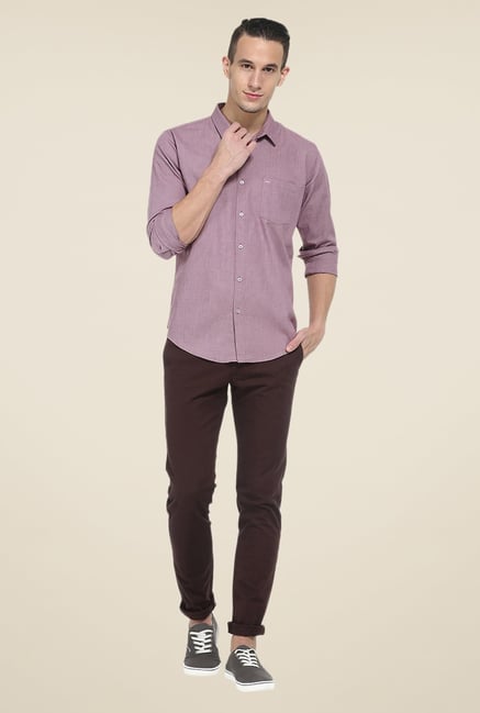 Basics Purple Textured Full Sleeve Shirt Basics Purple Textured Full Sleeve Shirt