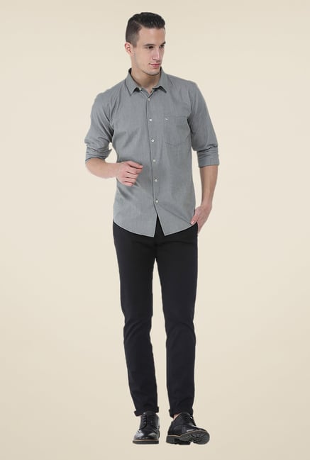 Basics Olive Textured Shirt Basics Olive Textured Shirt