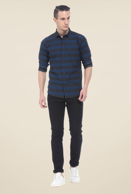 Basics Navy Striped Slim Fit Shirt Basics Navy Striped Slim Fit Shirt