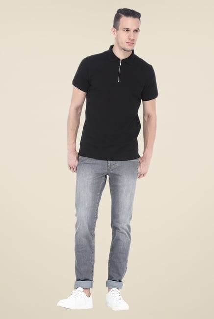 Basics Black Polo Solid T Shirt Basics Black Polo Solid T Shirt