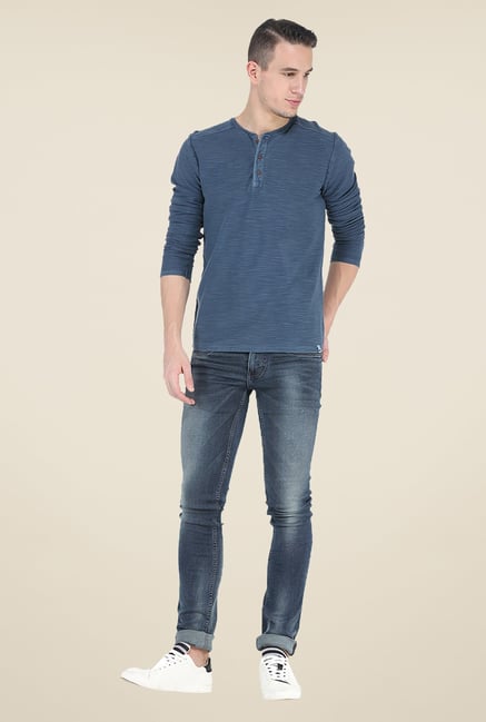 Basics Navy Textured T Shirt Basics Navy Textured T Shirt