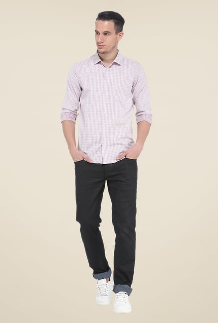Basics Purple Checks Slim Fit Cotton Shirt Basics Purple Checks Slim Fit Cotton Shirt