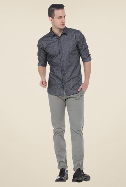 Basics Dark Grey Textured Shirt Basics Dark Grey Textured Shirt