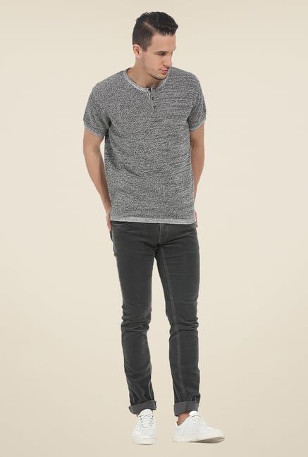 Basics Grey Textured T Shirt Basics Grey Textured T Shirt