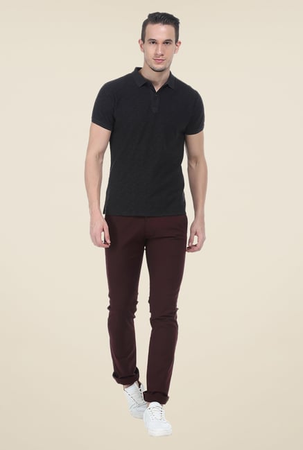 Basics Dark Grey Polo Printed T Shirt Basics Dark Grey Polo Printed T Shirt