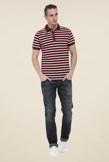 Basics Maroon Polo T Shirt Basics Maroon Polo T Shirt