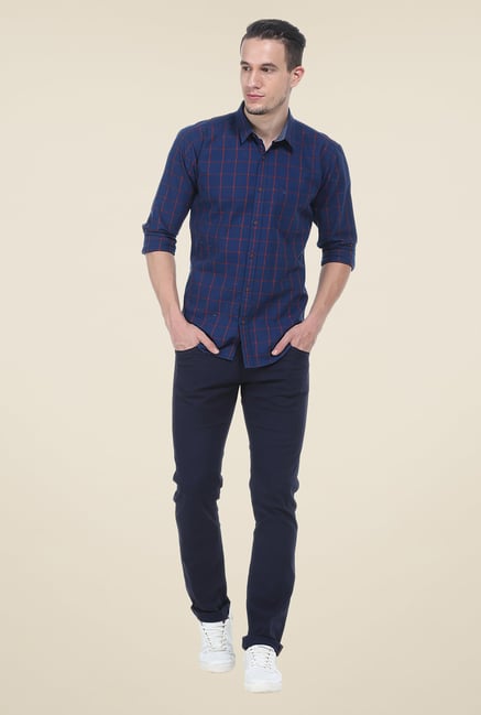 Basics Dark Blue Checks Shirt Basics Dark Blue Checks Shirt