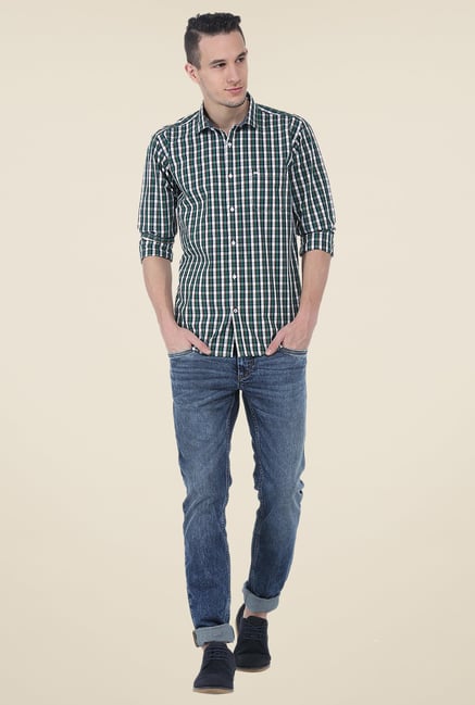 Basics Green Slim Fit Cotton Shirt Basics Green Slim Fit Cotton Shirt