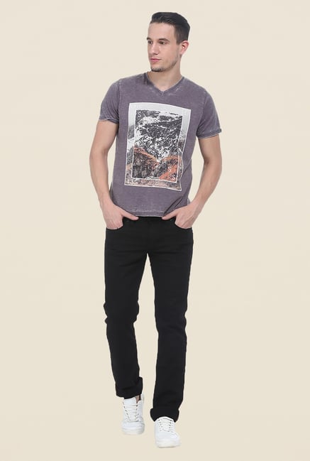 Basics Grey Printed T Shirt Basics Grey Printed T Shirt