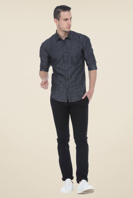 Basics Grey Printed Shirt Basics Grey Printed Shirt