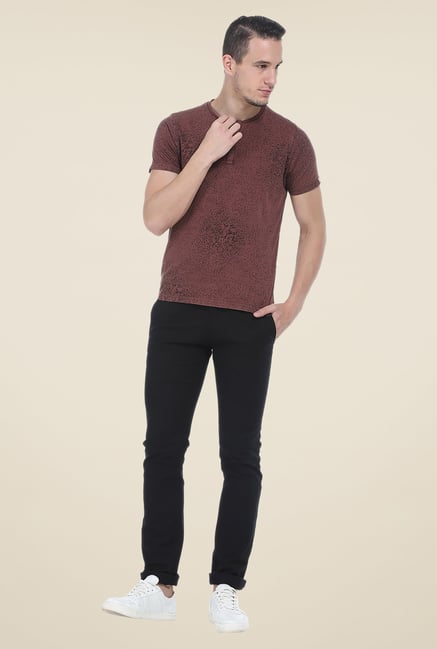 Basics Brown Printed T Shirt Basics Brown Printed T Shirt