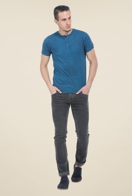 Basics Teal Printed T Shirt Basics Teal Printed T Shirt