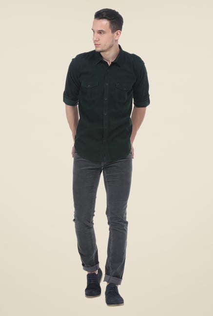 Basics Green Solid Shirt Basics Green Solid Shirt