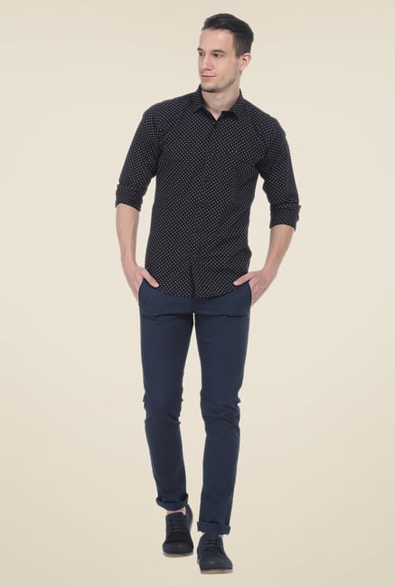 Basics Black Printed Slim Fit Shirt Basics Black Printed Slim Fit Shirt