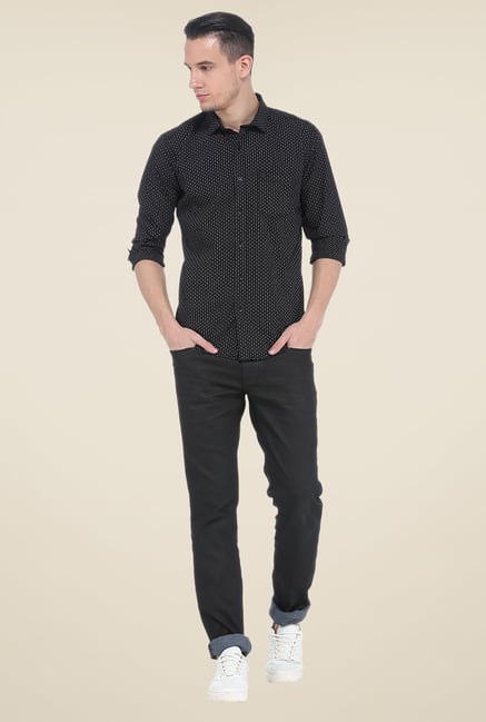 Basics Black Printed Full Sleeve Shirt Basics Black Printed Full Sleeve Shirt