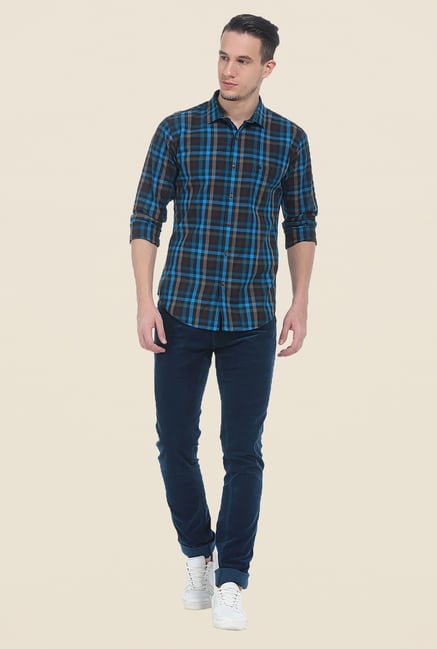 Basics Blue Full Sleeve Cotton Shirt Basics Blue Full Sleeve Cotton Shirt